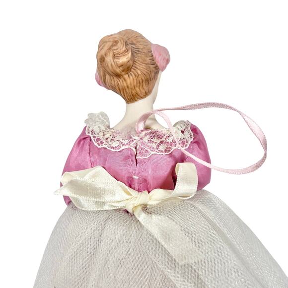 Vintage Porcelain Ballerina Doll 9" Christmas Ornament Tulle Hanging Taiwan - Picture 4 of 8
